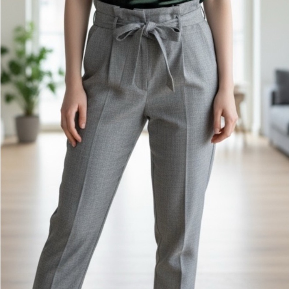 Revamped Women’s Gray Dress Pants With Waist Tie Medium